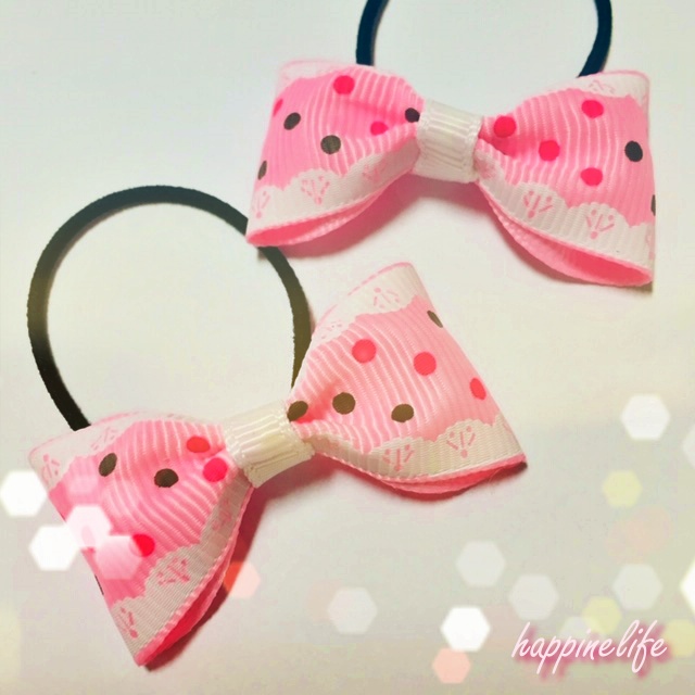 こどもが喜ぶ可愛いリボンヘアゴムの作り方。作成画像有で簡単に作れます。