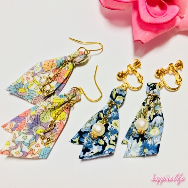 100均材料でタッセル風ピアス・イヤリングの作り方〜はぎれ(布)でハンドメイド