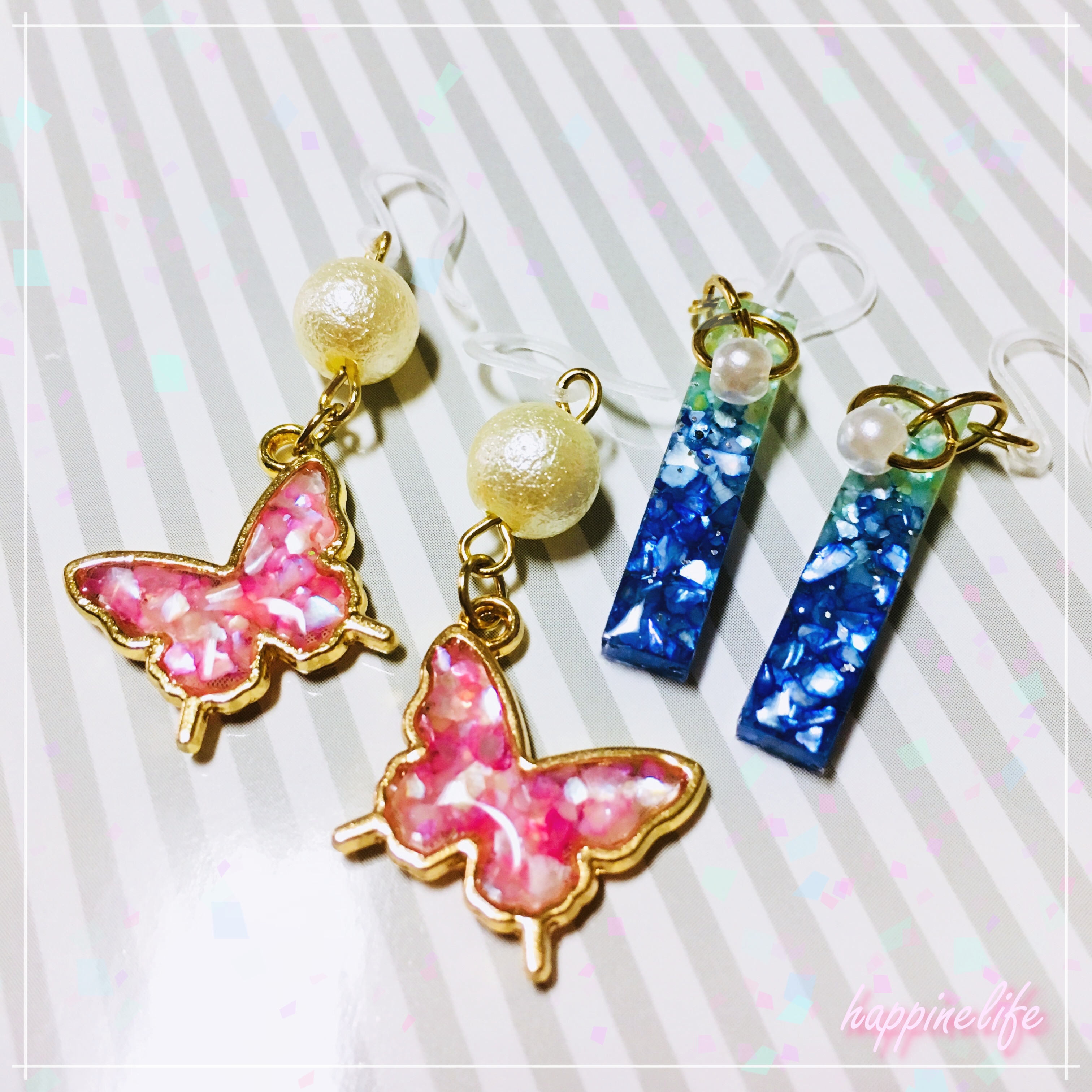 【レジン】100円ショップのシェルとモールドを使ってピアス、イヤリングをハンドメイド！
